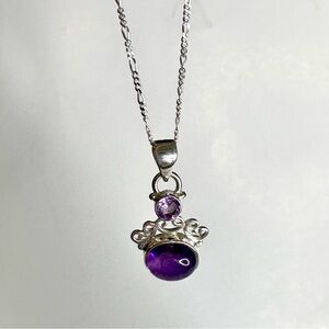 Amethyst Filigree Gemstone Pendant Sterling Silver 20 inch Chain